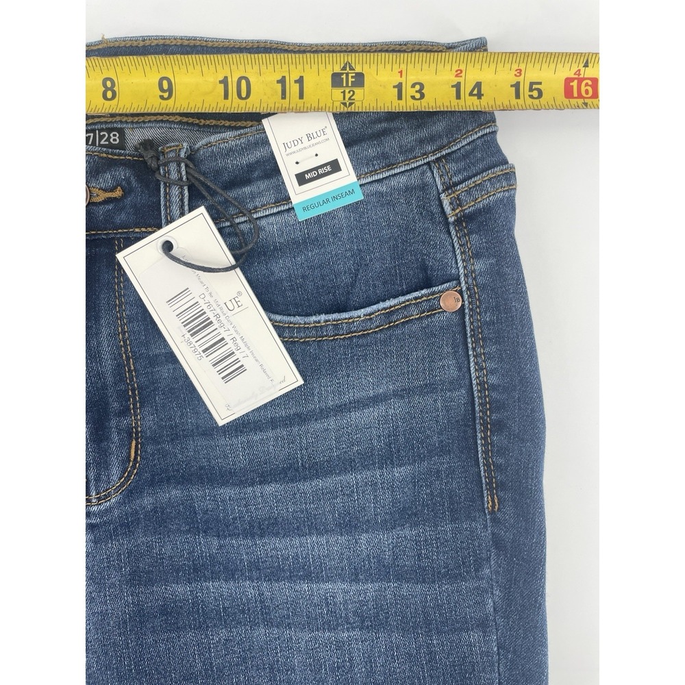 Judy Blue Relaxed Fit Meant To Be Jeans Women 7/28 Dark Wash Distressed MidRise - Picture 6 of 9